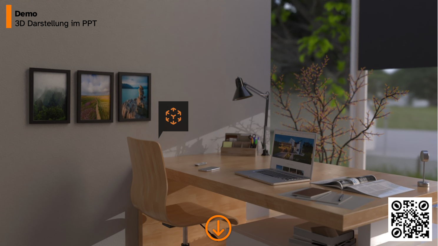 3D Rendering mit QR-Code und Verlinkungs-Button in PowerPoint