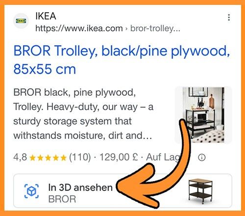 Screenshot einer IKEA Werbung auf Google Search