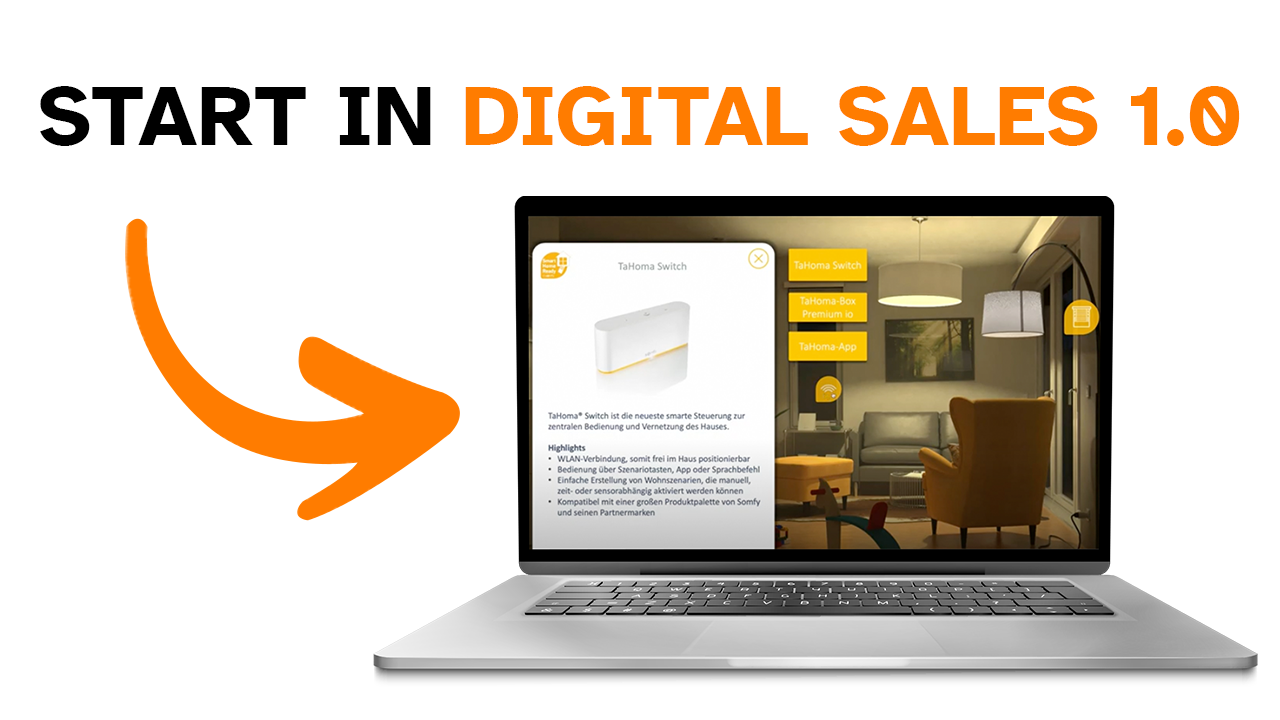 Laptop zeigt eine interaktive PowerPoint-Präsentation