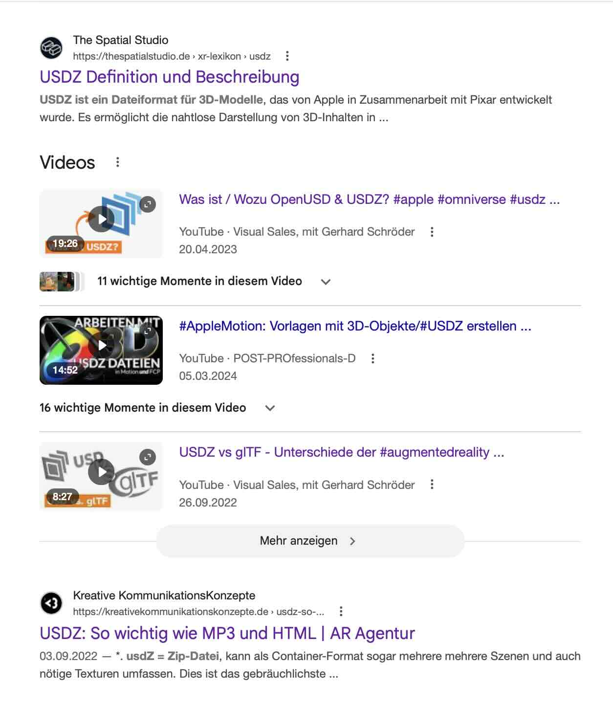 Google Suchergebnis SEO USDZ – viSales