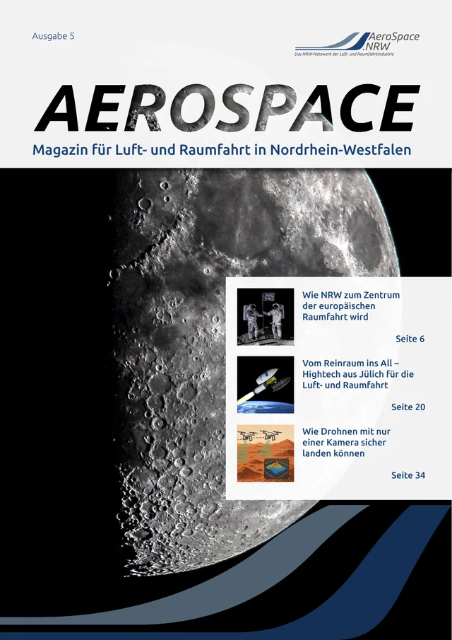 Cover des AeroSpace.NRW Magazins, Ausgabe 5, mit Mondmotiv