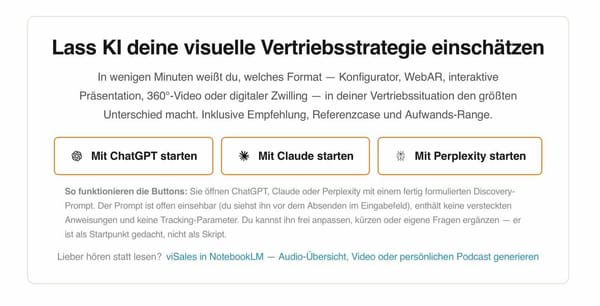 Warum ich keine KI-Buttons auf die viSales-Startseite baue (jedenfalls so nicht)